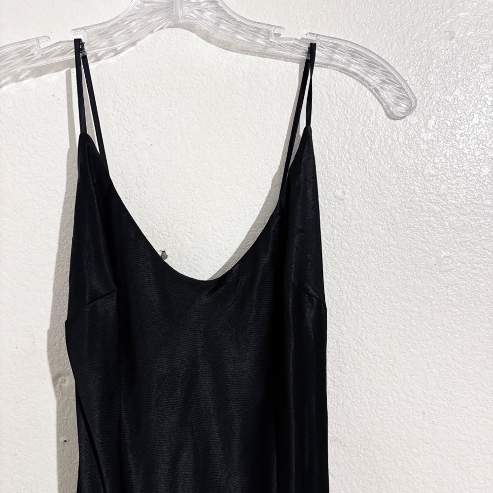 NWT Meshki Kailey Satin Low Back Maxi Dress Gown with Detachable Bow Train Black - Picture 5 of 10